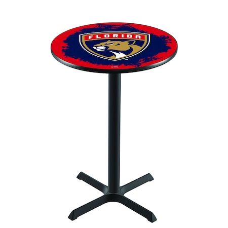 Holland Bar Stool Co 36" Blk Wrinkle Florida Panthers Pub Table L211B3628FlaPan